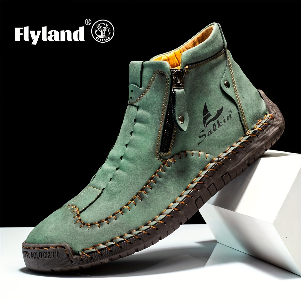 FLYLAND Men's Vintage Style Ankle Boots for Hiking Climbing