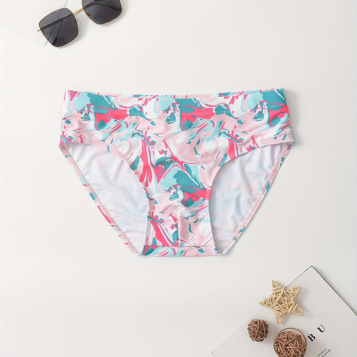 Men's Colorful Pattern Quick Drying Swim Shorts for Beach Pool
