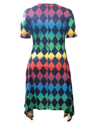  Y2k Ombre & Geometric Print Dress With Pockets