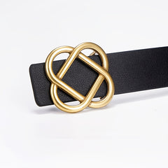 Women's Leather Belt Flower Shaped Buckle Dress Sweater Coat Suit Jeans