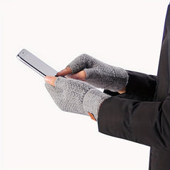 Men's Thick Knitted Half Finger Gloves for Autumn and Winter Outdoor Riding