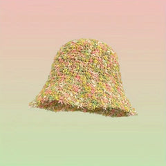 Colorful Straw Bucket Hat Boho Crochet Sunshade Cloche Hats