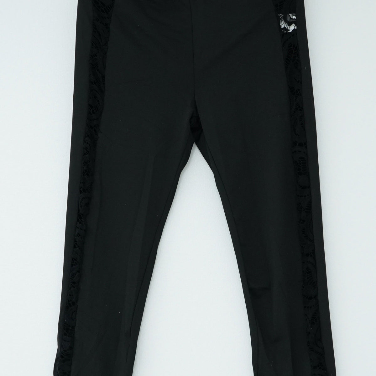 Contrast Lace High Waist Pants Casual Slim Long Length Pants