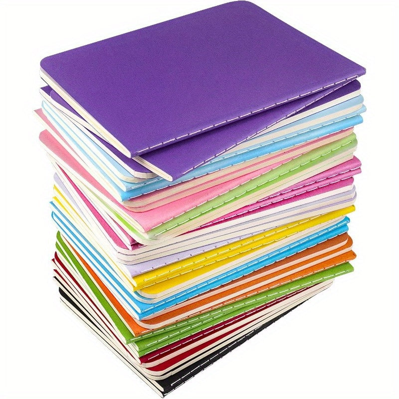 36 Mini Notepads Bulk Set Colorful Covers & Elastic Pen Holder