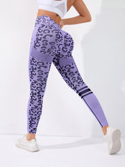 Leopard Pattern Yoga Leggings High Rise Stretchy Workout Pants