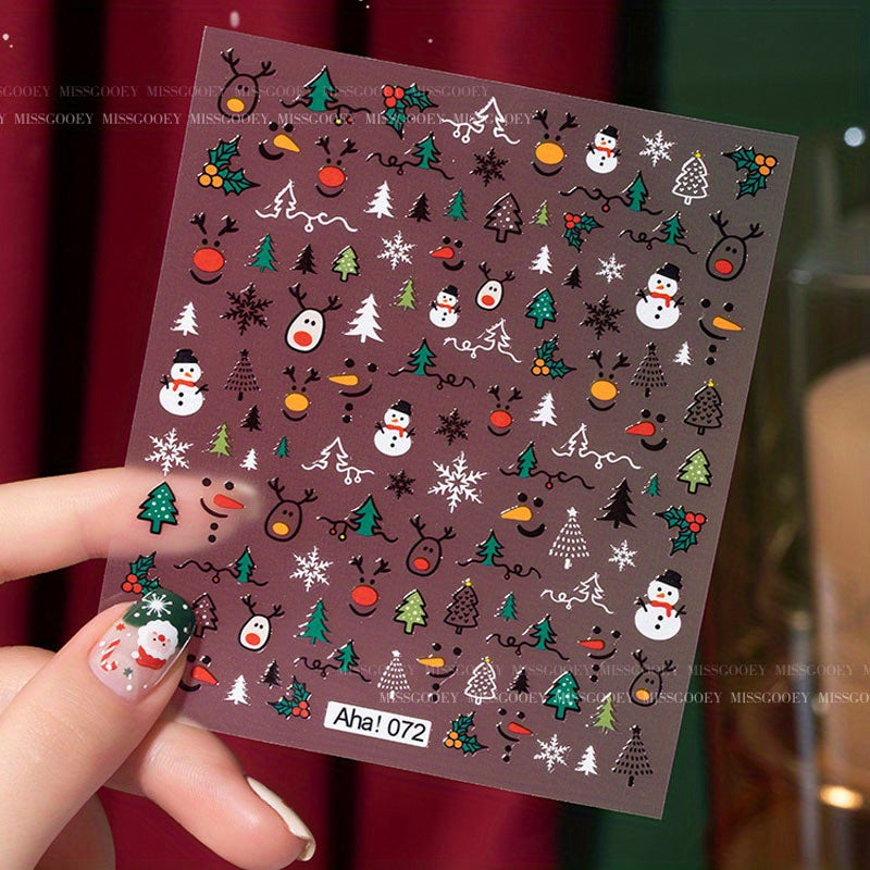 Christmas Manicure Stickers Old Man Elk Head Snowflake Nail Decals