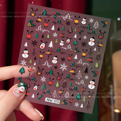 Christmas Manicure Stickers Old Man Elk Head Snowflake Nail Decals