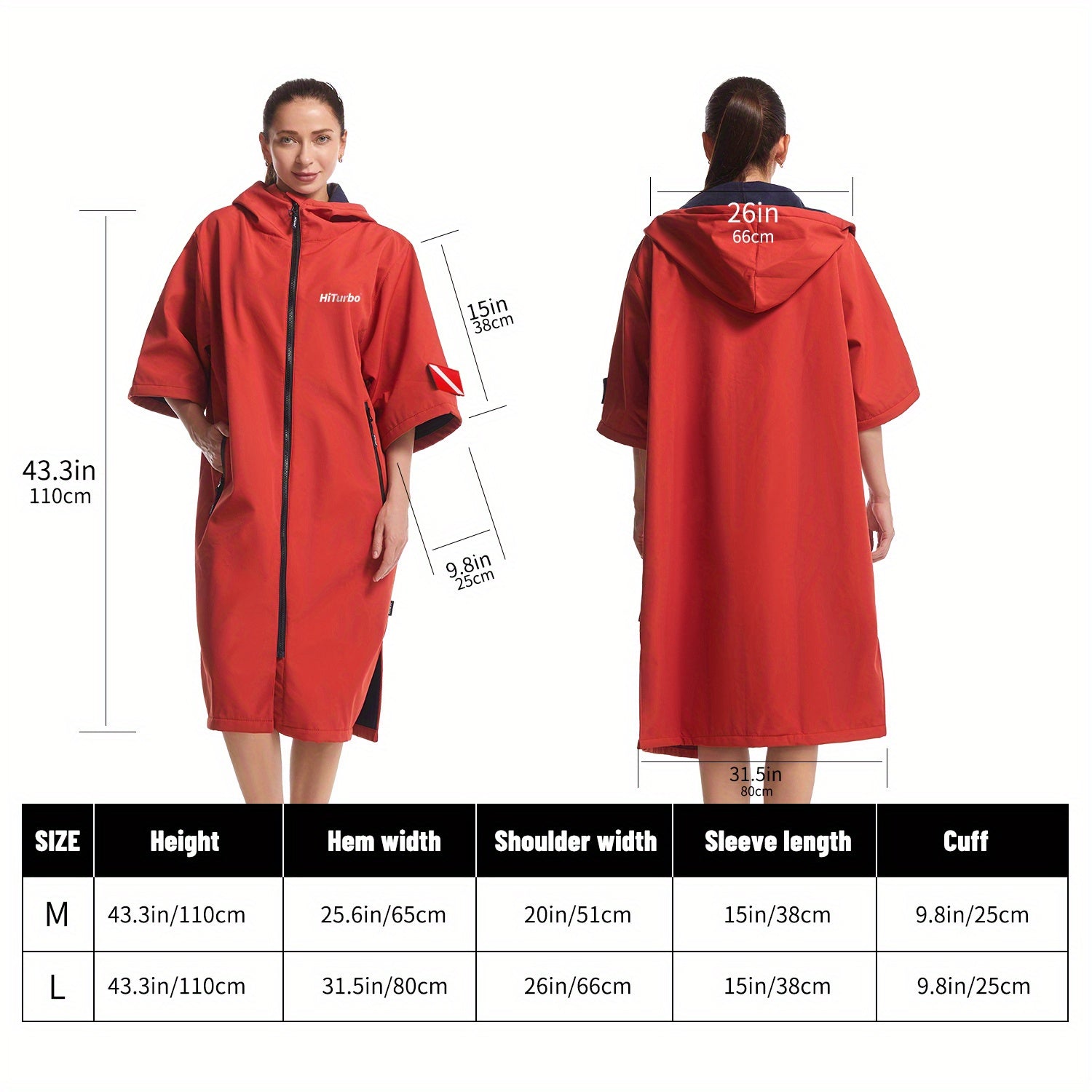 Turbo Waterproof Fleece Surf Poncho Hooded Robe Coat