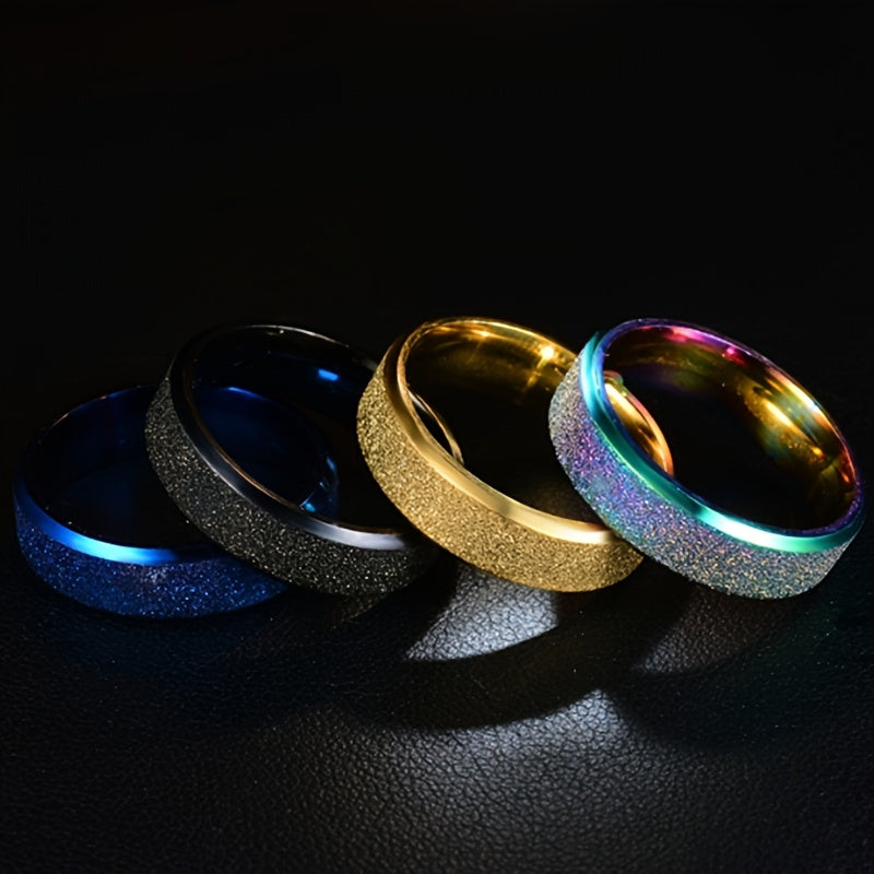 Men's Titanium Steel Frosted Funky Ring