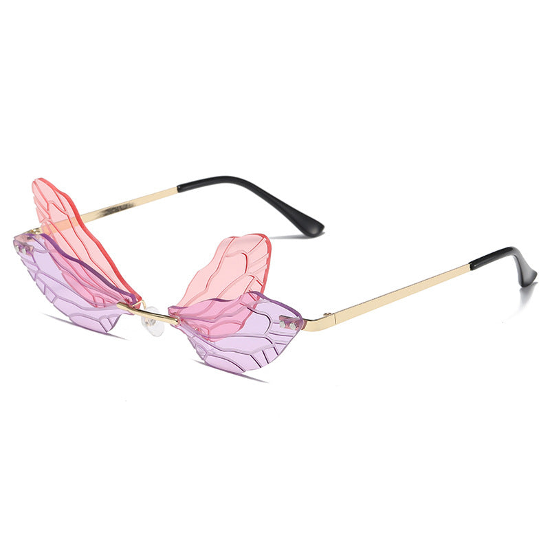 Dragonfly Wings Sunglasses Gradient Lens Funny Catwalk Steampunk