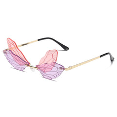 Dragonfly Wings Sunglasses Gradient Lens Funny Catwalk Steampunk