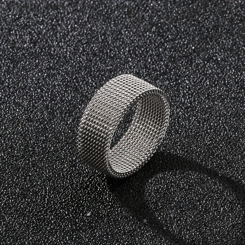 Funky Braided Mesh Texture Stainless Steel Ring