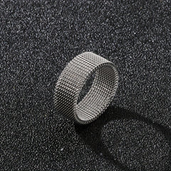Funky Braided Mesh Texture Stainless Steel Ring