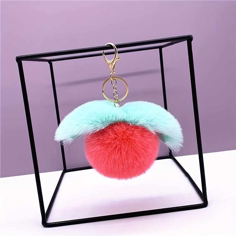 Plush Ball Pendant Faux Rabbit Fur Pompom Key Ring Car Keychain Bag Hanging