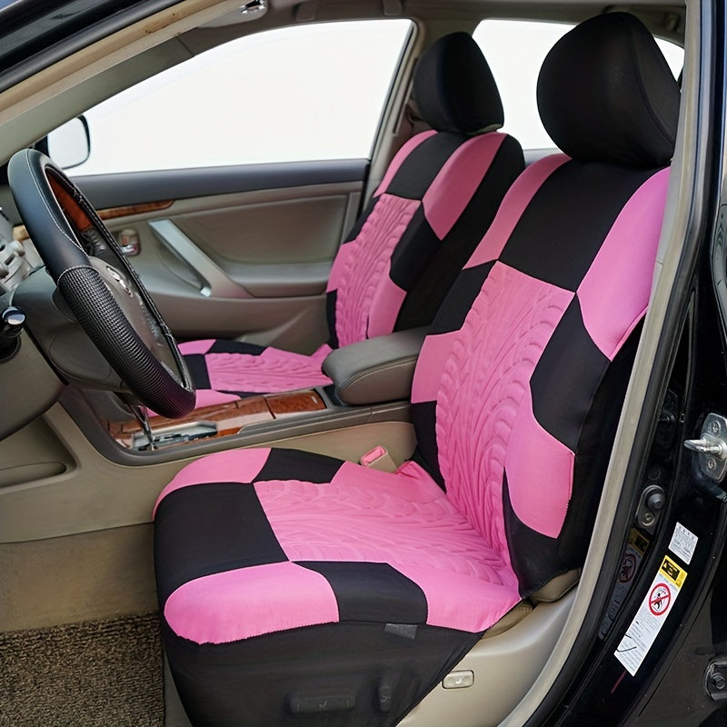 9pc Universal Car Seat Covers Set Gray Tan Red Thick Foam Cushion & Protector