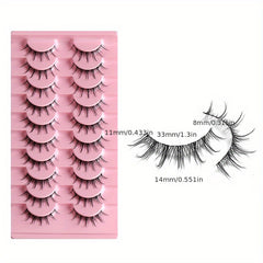 10 Pairs Cat Eye Lashes w/ Transparent Stems
