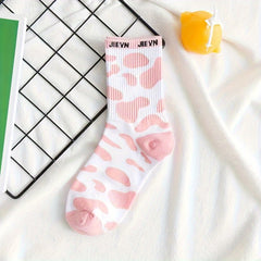 5 Pairs Cow Spot Print Socks Mid Tube Women's Stockings