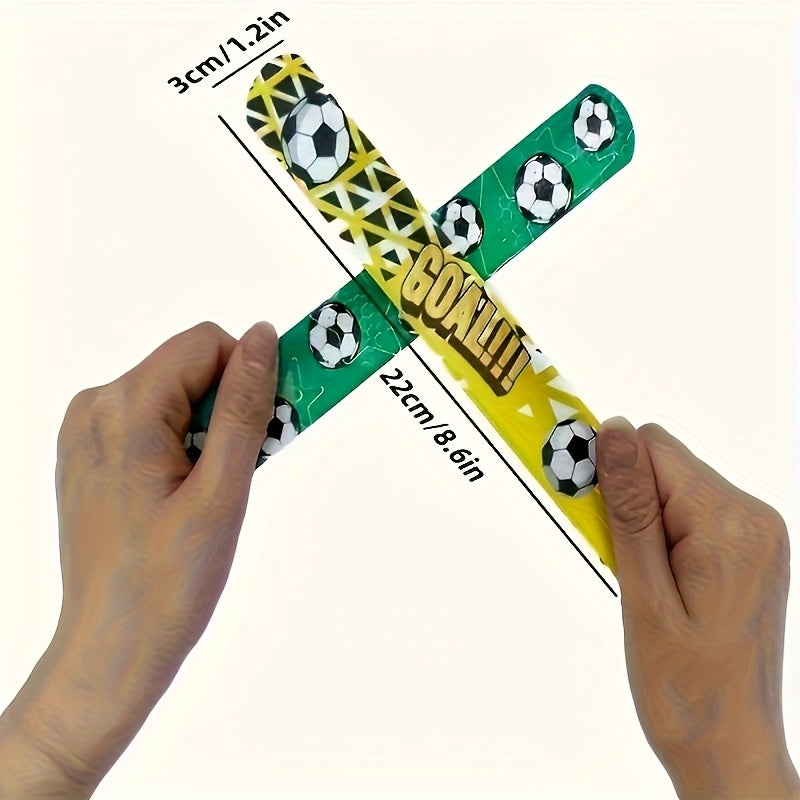 12pcs Football Slap Bracelets - Soccer Wristband Snap Bands for Boys