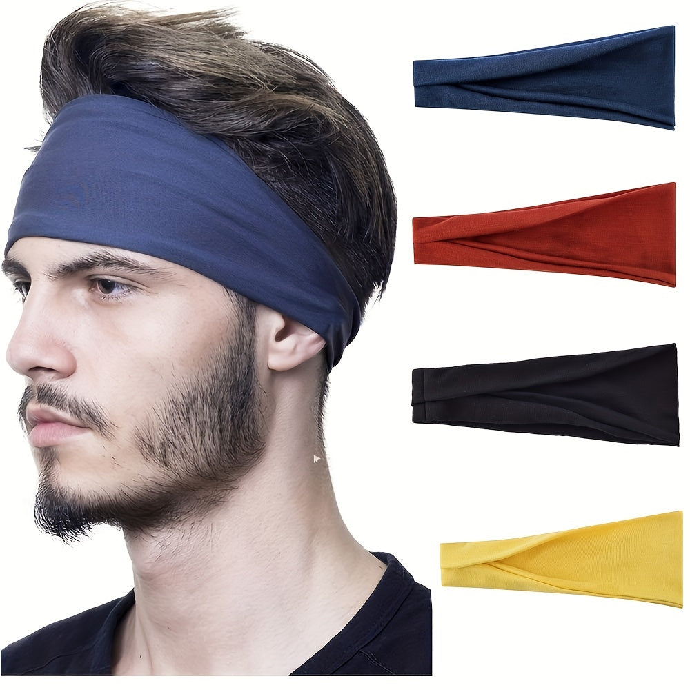 Men's Solid Sports Headband Yoga Sweat Absorption Running Fitness