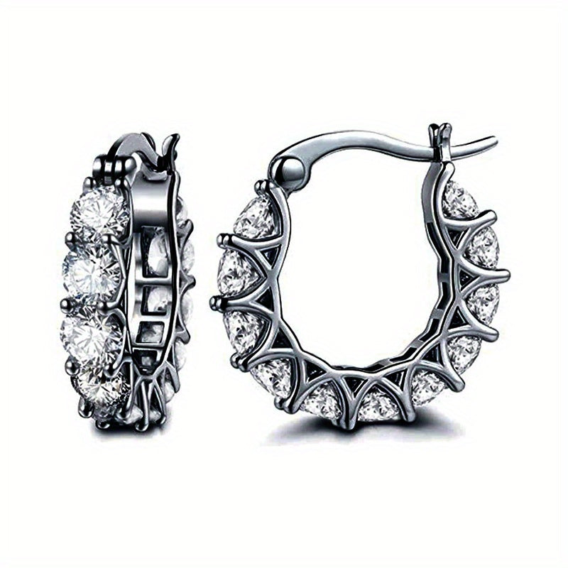 Zircon Hoop Earrings Sparkle in Any Light