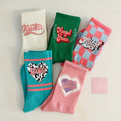 5 Pairs Letter Print Mid Tube Socks Women's Stockings