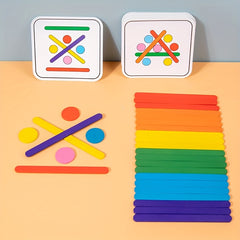 Wooden Rainbow Stick Thinking Puzzle Toy Matching Game Montessori 