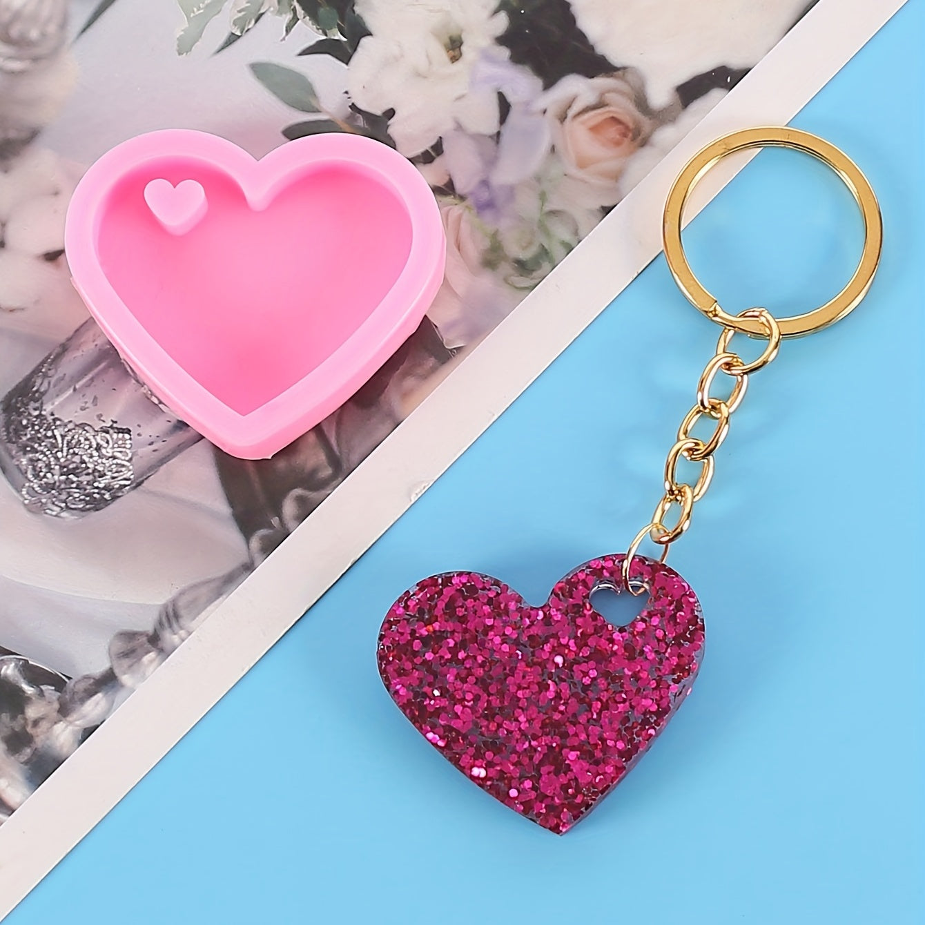 Heart Shape Epoxy Resin Silicone Keychain Mold DIY Craft Decoration