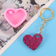 Heart Shape Epoxy Resin Silicone Keychain Mold DIY Craft Decoration