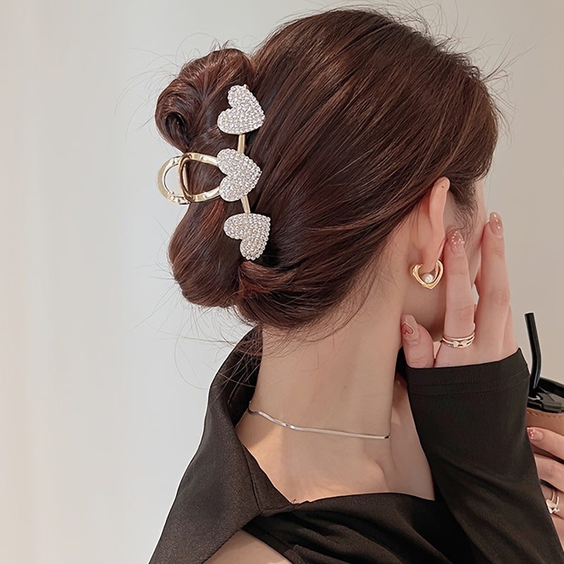 Heart Rhinestone Hair Clips Strong Hold Won't Slip