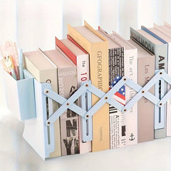 Desktop Retractable Pen Holder Book Stand Storage Rack