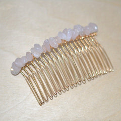 Natural Crystal Stone Hair Comb Amethyst Headwear Bride Hair Accessories