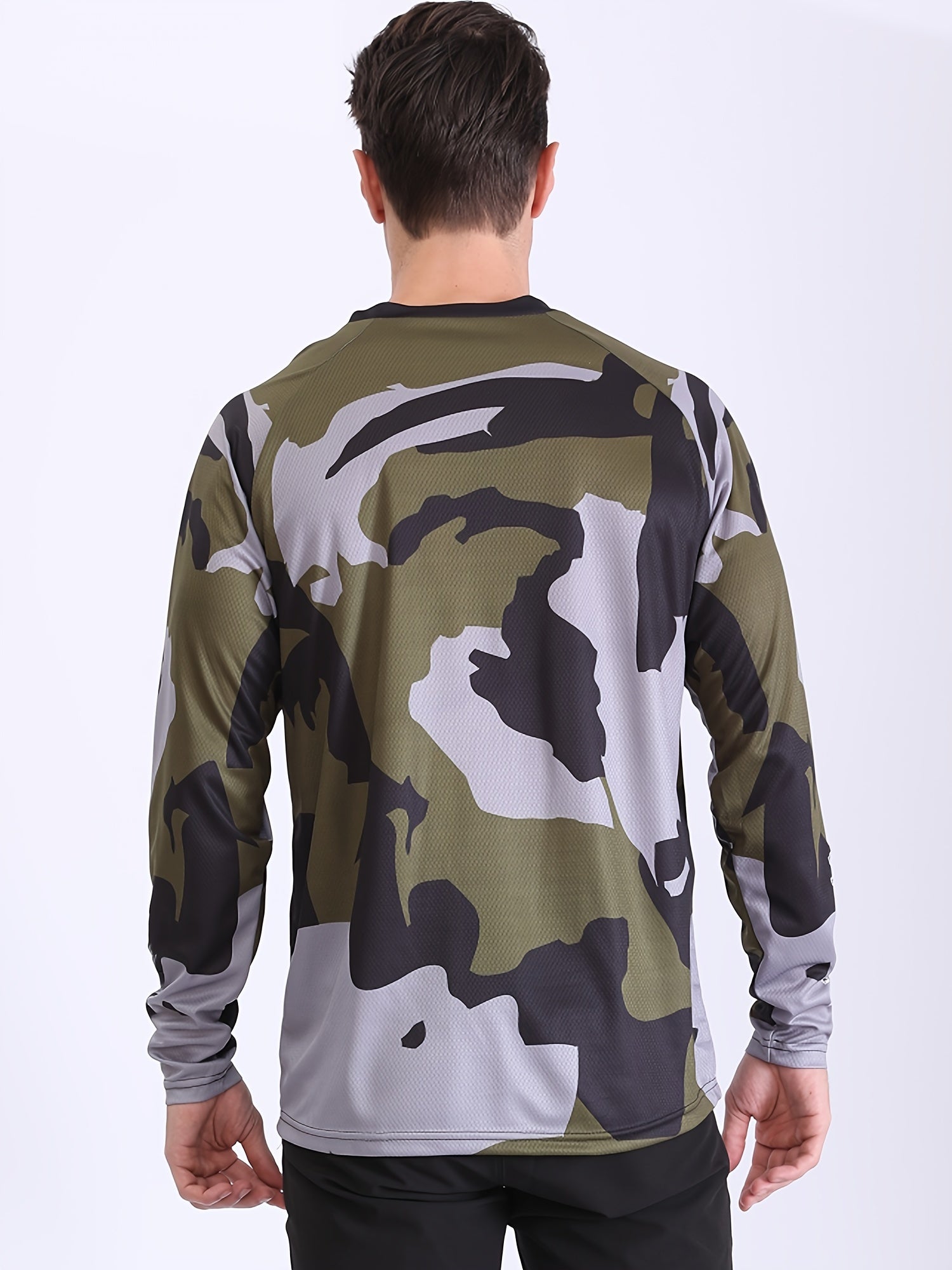 Men's Camo Long Sleeve Motorcycle T-shirt Quick Drying Breathable Top