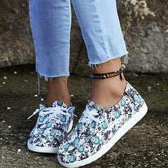 Sunflower Pattern Boat Shoes Flat Skate Shoes Women's Footwear