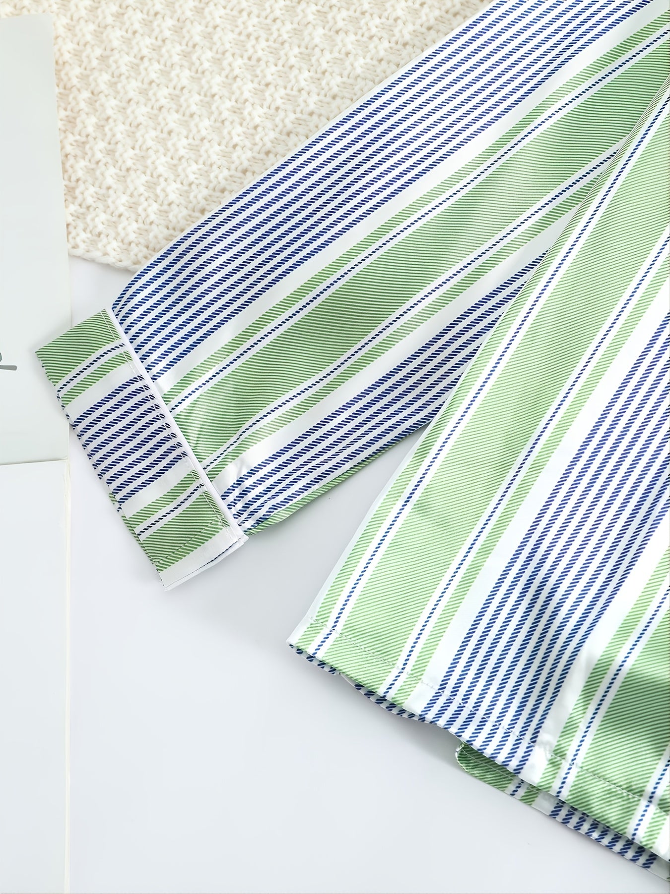 Boys' Striped Pajama Set, Long Sleeve Button Down Top & Pants