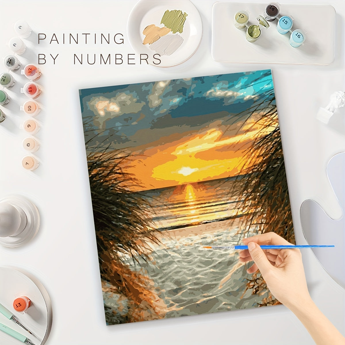 Acrylic Paint By Number Landscape On Canvas Art Kit
