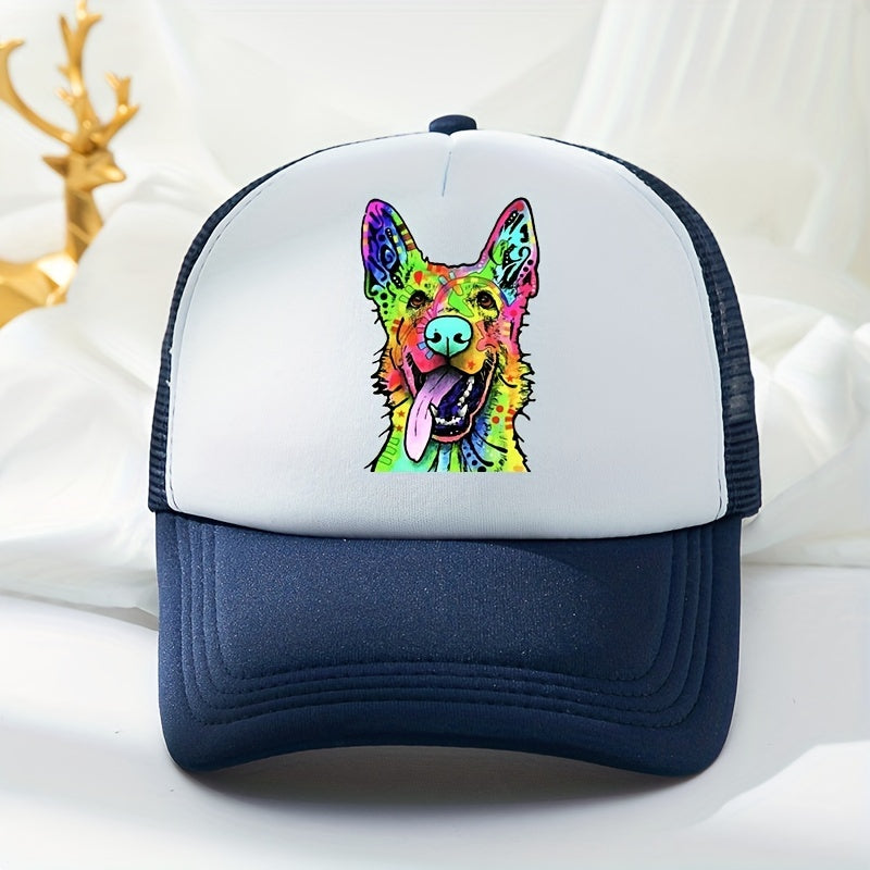 Y2K Rainbow Wolf Baseball Cap Mesh Trucker Dad Hat for Women
