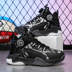 Boys High Top Basketball Shoes w/ Rotating Buckle Comfy Soft Sole
