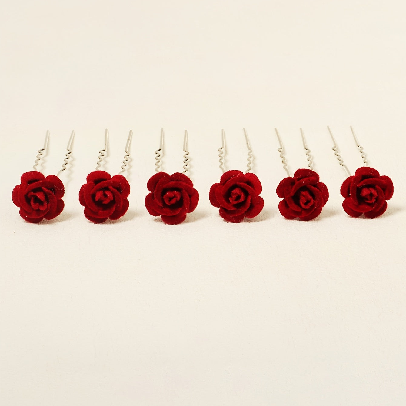 Rose Flower Hair Clips Wedding Bridal Barrette Set of 6