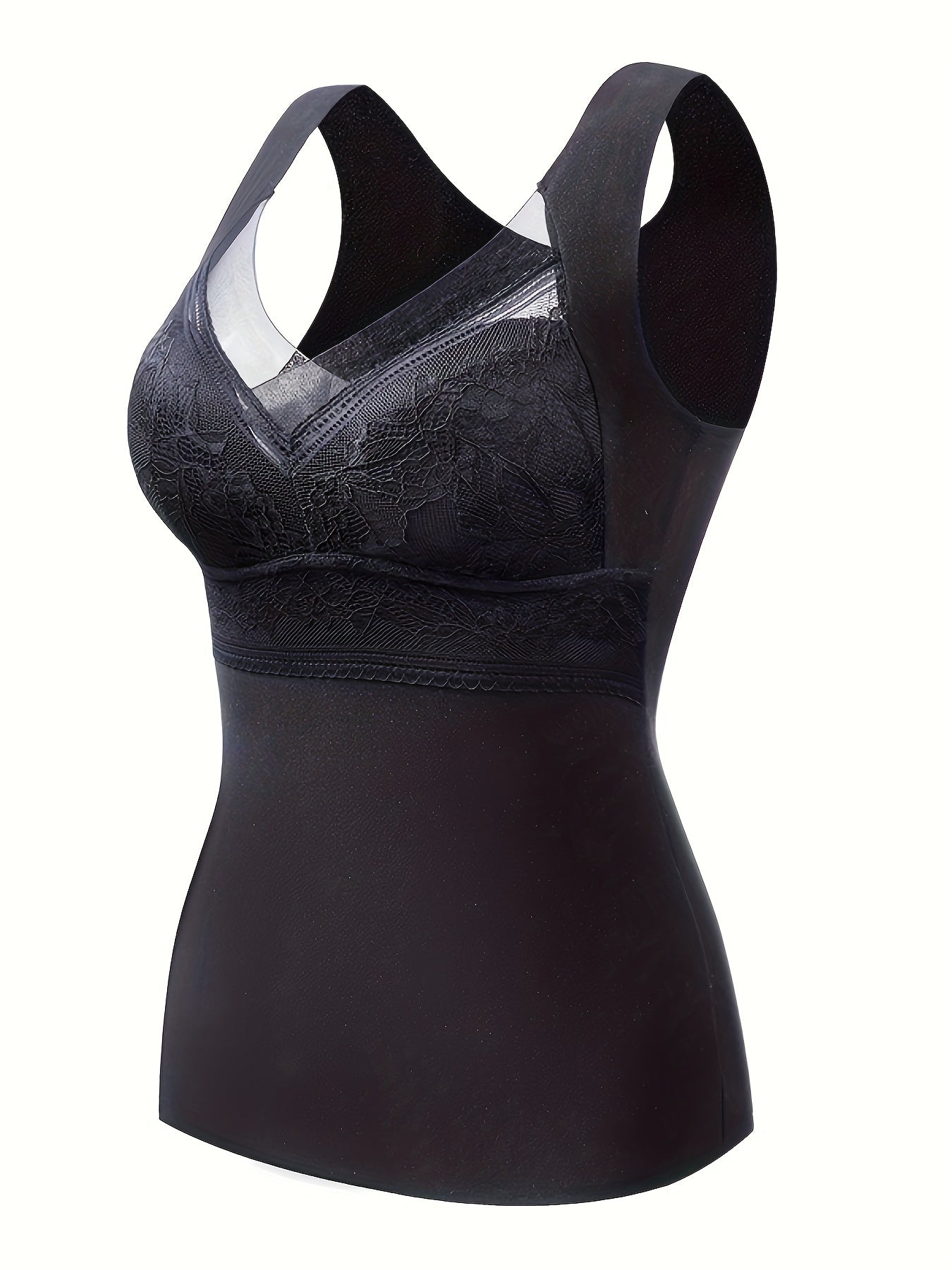 Soft V Neck Lace Stitching Thermal Underwear Top