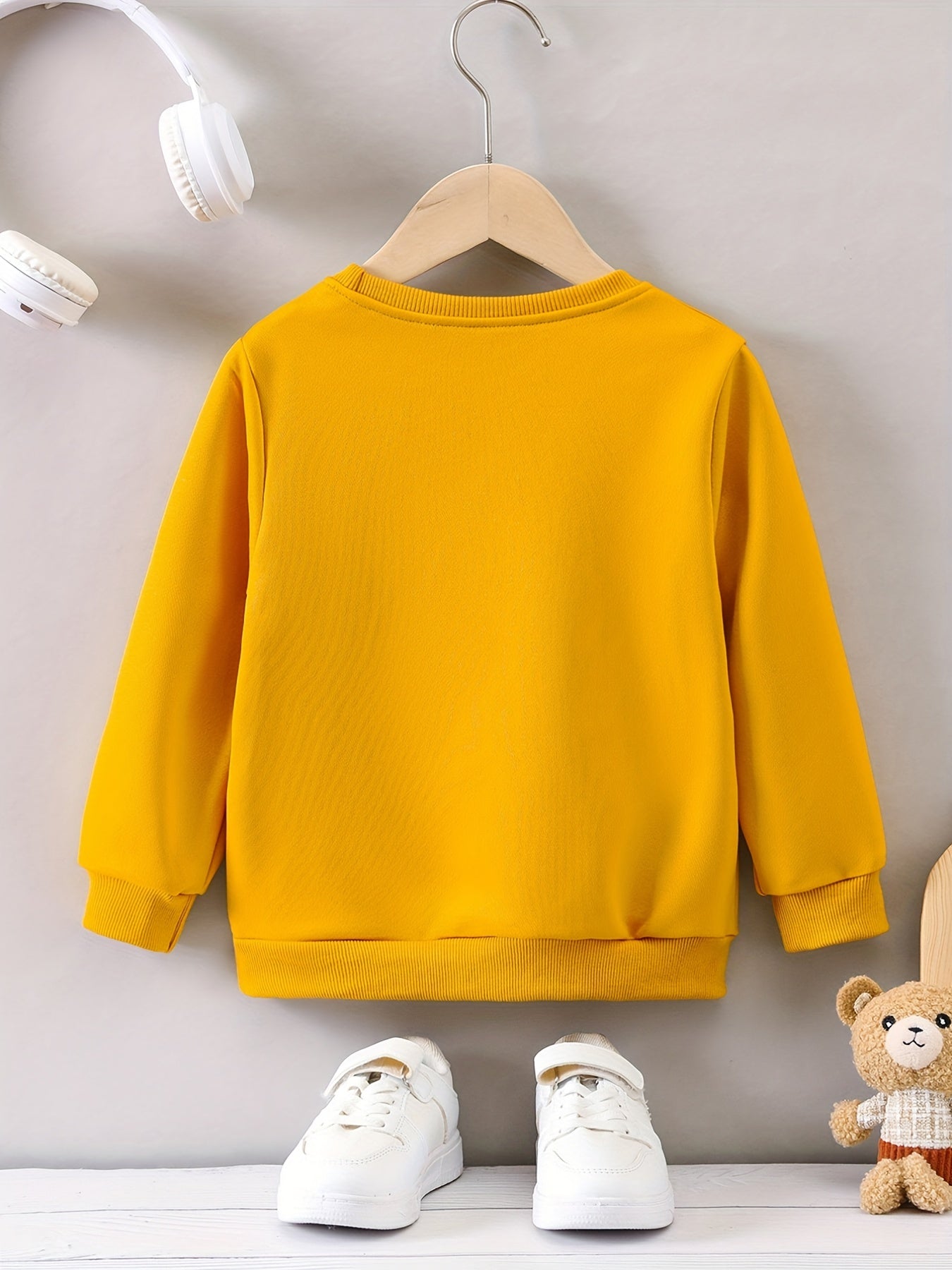 Boys Casual Bear Embroidered Pullover Sweatshirt
