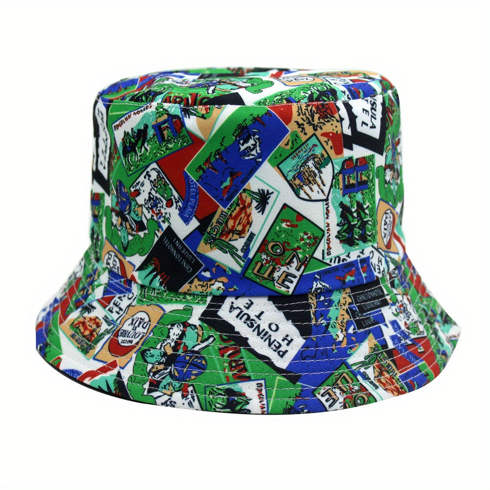 Hawaii Green Print Reversible Bucket Hat for Women & Men
