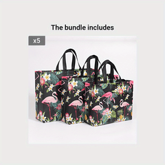 3PCS Christmas Gift Bags Flamingo Tote Bags Non Woven Foldable Reusable