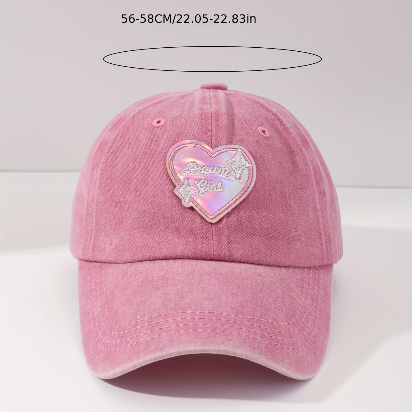 Pink Heart Printed Baseball Cap Casual Sunshade Dad Hat Adjustable Sun Hats