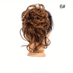 Curly Synthetic Messy Chignon Brown Donut Hair Bun