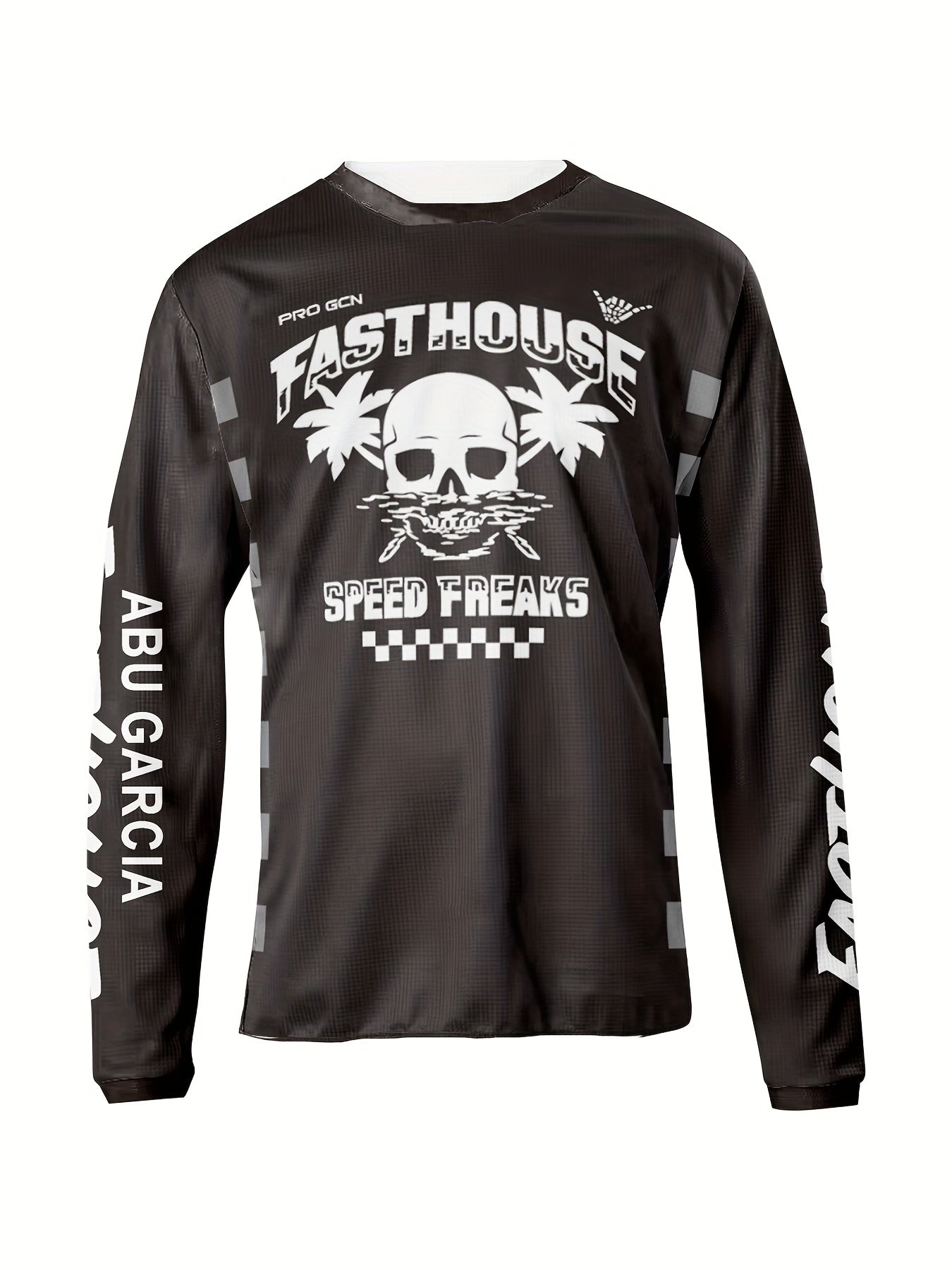 Men's Skull Cycling Jersey Fast Dry Long Sleeve Biking Shirt