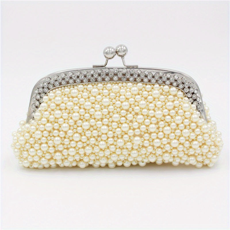 Rhinestone Pearl Evening Clutch Dinner Purse For Wedding Party Prom