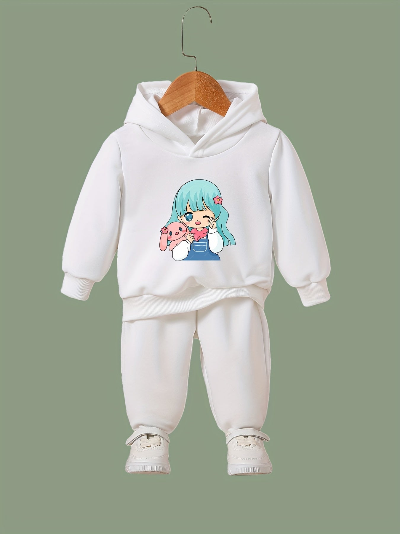 OERYUI 2pcs Cartoon Girl Print Hoodies Pants Set For Girls Boys