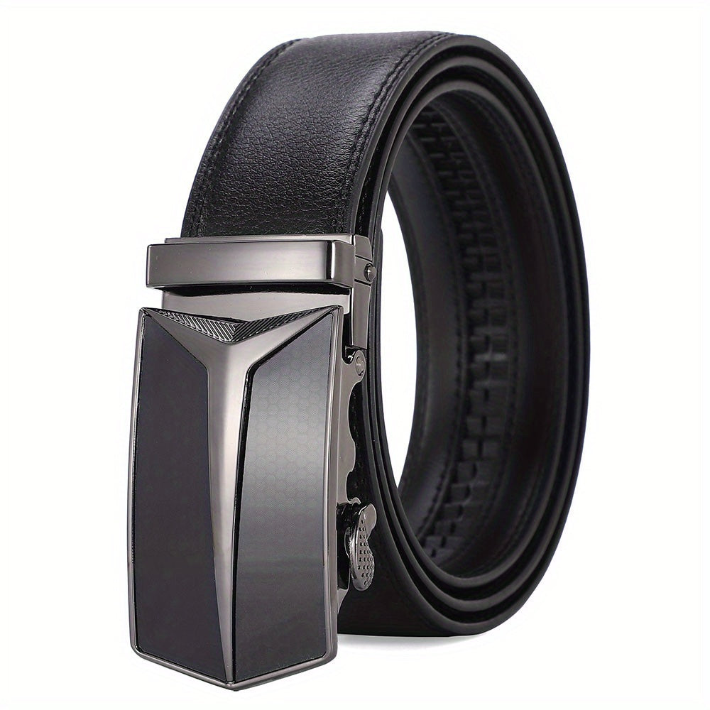 Men's Business Leather Belt with Automatic Buckle