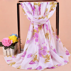 Chiffon Printed Silk Scarf Neckerchief Head Wrap Beach Women Shawl