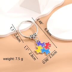 Metal Keychain Diy Four Peach Hearts Squares Ribbon Puzzle Car Keychain